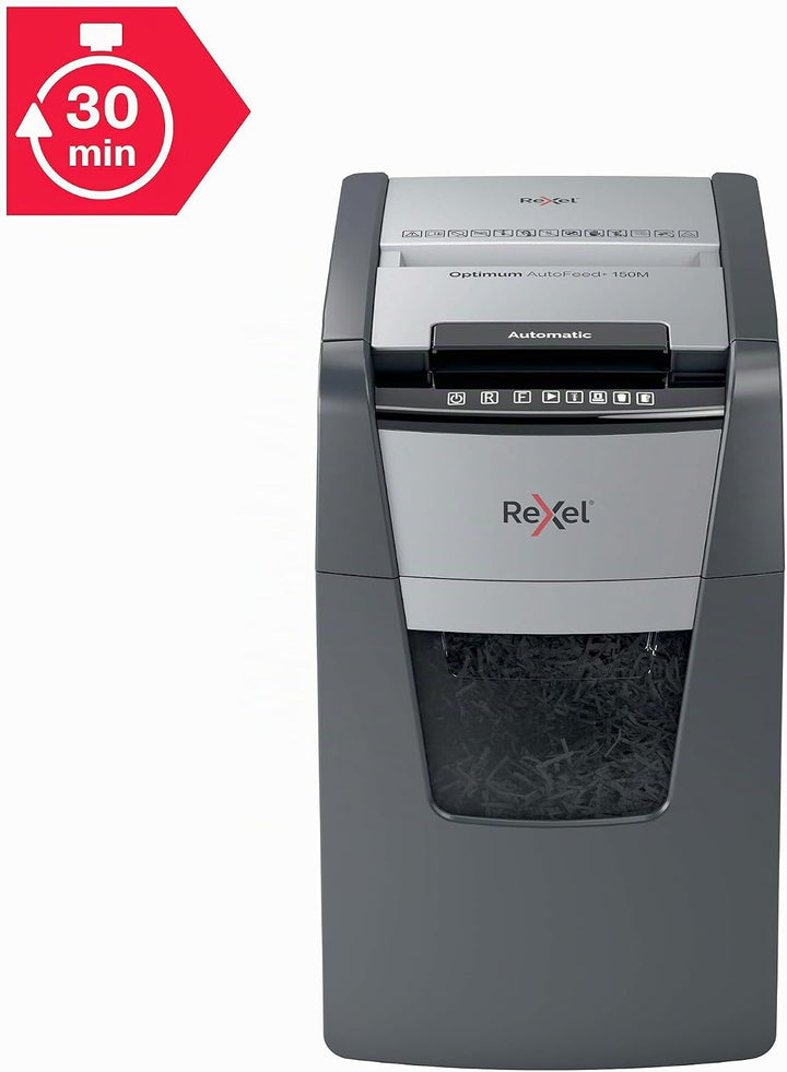 Rexel 202015M Optimum AutoFeed+ 150M Automatischer Aktenvernichter, 150 Blatt automatisch, Sicherhei