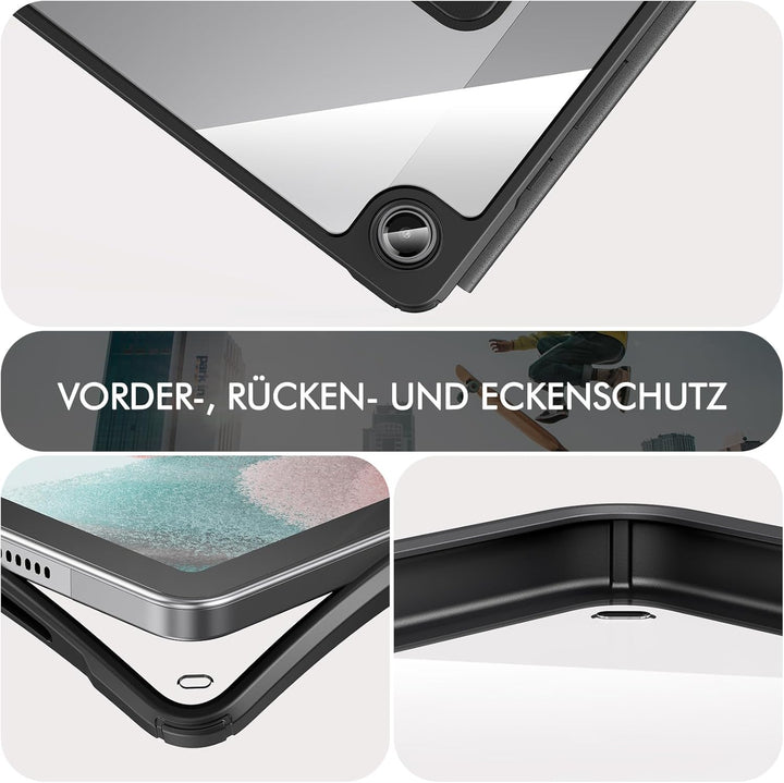 INFILAND für Samsung Galaxy Tab A9+/A9 Plus Hülle mit Tastatur [Hochpräzises Touchpad], 360° Drehbar