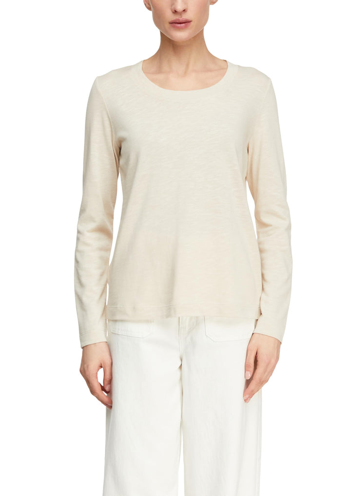 COMMA Longsleeve in Flammgarnstruktur 46 9300_helles Beige, 46 9300_helles Beige