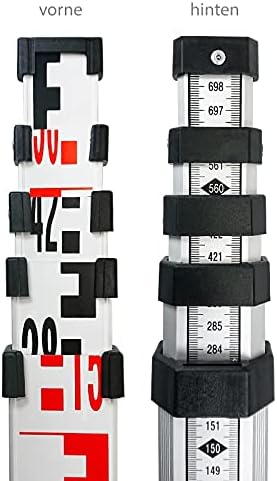 Teleskop-Nivellierlatte 7 m (mit 0 beginnend) – E-Teilung &amp; mm-Teilung, mit Libelle &amp; Nylontasche