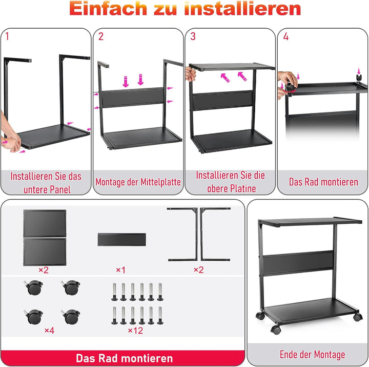 Whchiy PC Ständer Eisen Computer Ständer 2 Schicht CPU Ständer mit Rollen für Schreibtisch (C-Stil G