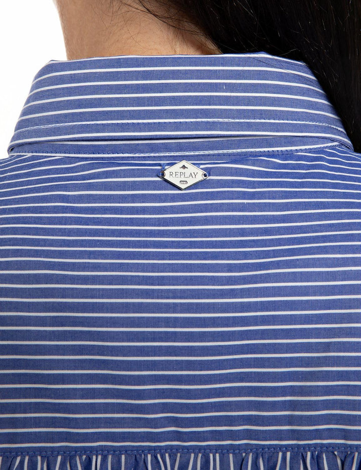 Replay Damen Bluse XXS 010 Blue/White, XXS 010 Blue/White