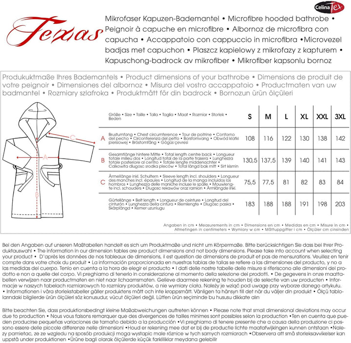 CelinaTex Texas Bademantel Kapuze L schwarz anthrazit Mikrofaser Damen Herren Morgenmantel Coral Fle