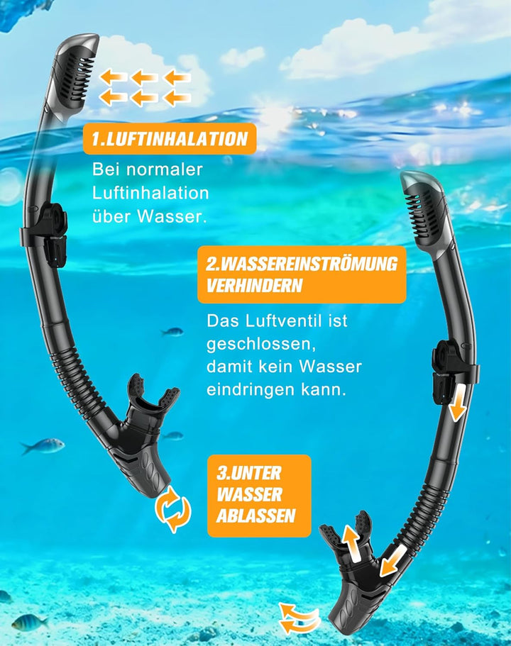Lealinga Schnorchelset Erwachsene, 2er-Set, Schnorcheln Set mit Panorama Schnorchelmaske und Dry Sch