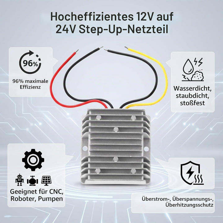 DC-DC Spannungswandler 12V auf 24V, 10A 240W Aufwärtswandler für Reduzierstück verstellbar, wasserdi