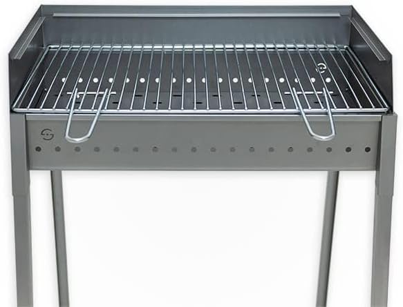 LISA Vesuvio Kohlegrill 60 x 40 cm - Aluminiumeisen - abnehmbare Füsse mit Bajonettanschluss