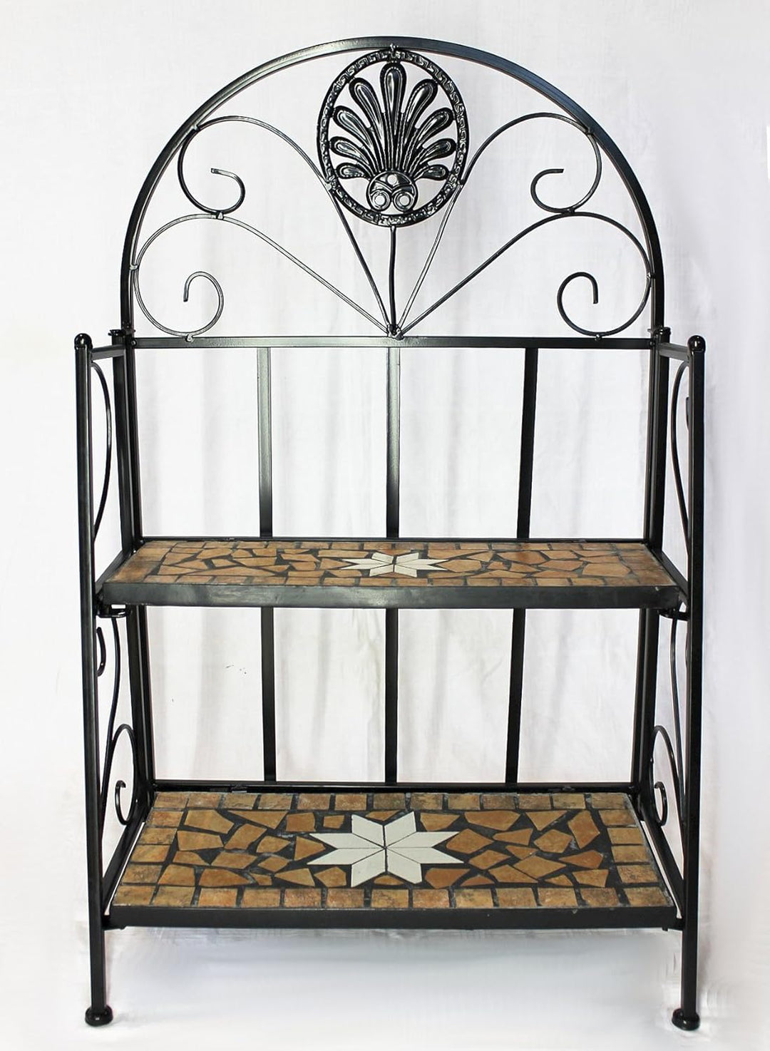 DanDiBo Regal Mosaik Metall 2 Ablagen Klein 12006 Bücherregal 80 cm Schmiedeeisen Badregal