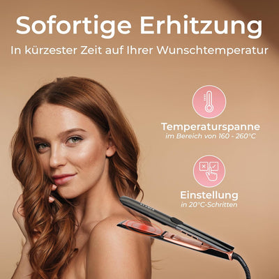 KLAMER Glätteisen 2 in 1,Haarglätter mit Ionen Technologie: weniger Frizz & statische Aufladung, Pre