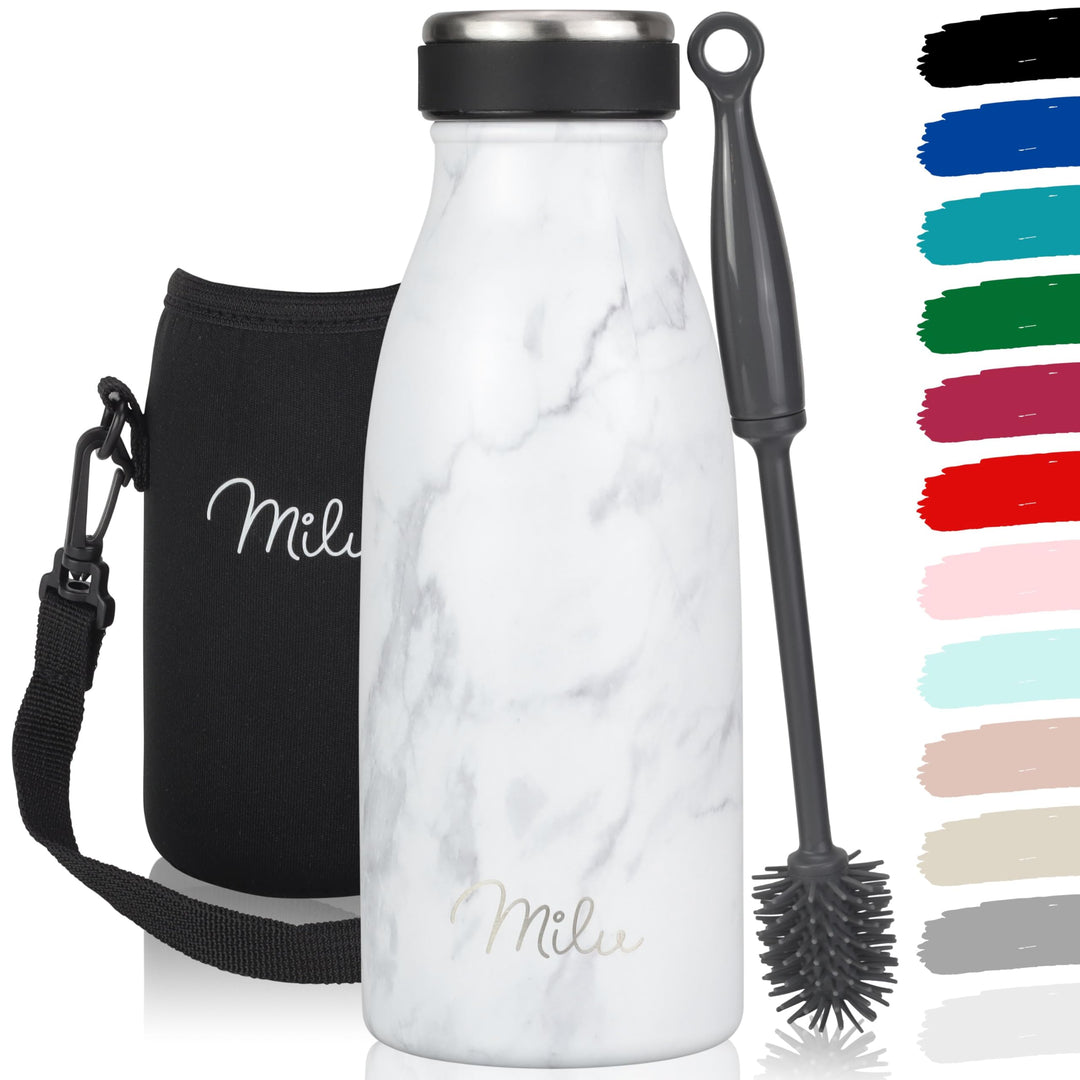 Milu Edelstahl Trinkflasche 350ml, 500ml, 750ml, 1L, 1,5L – Thermosflasche für Kinder Erwachsene aus