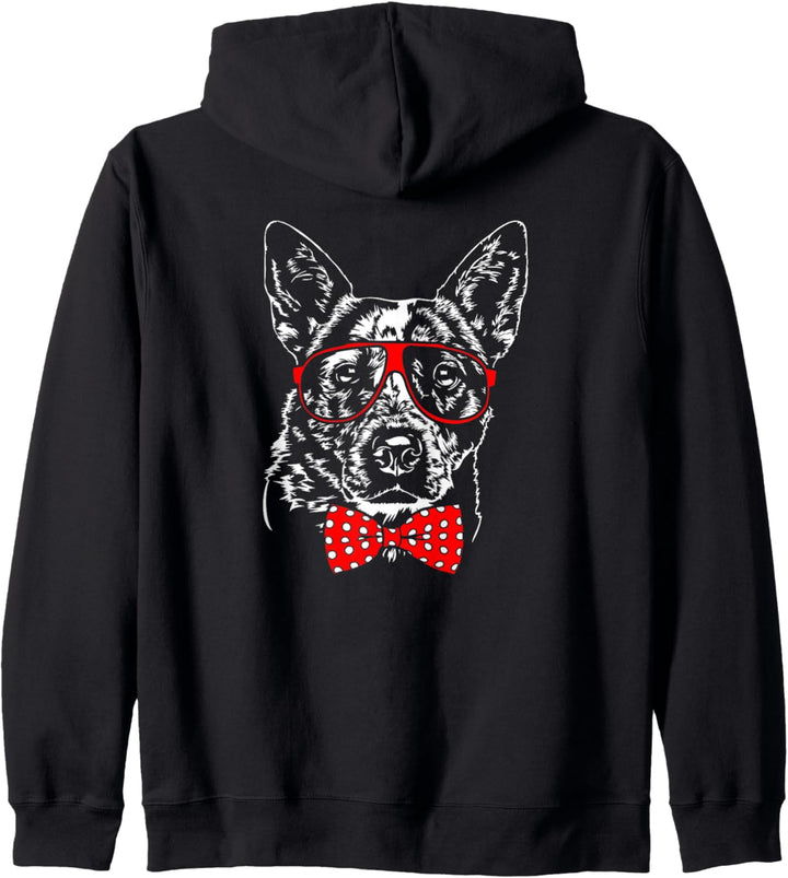 Lustiger Australian Cattle Dog mit Brille Hund Hunde Kapuzenjacke