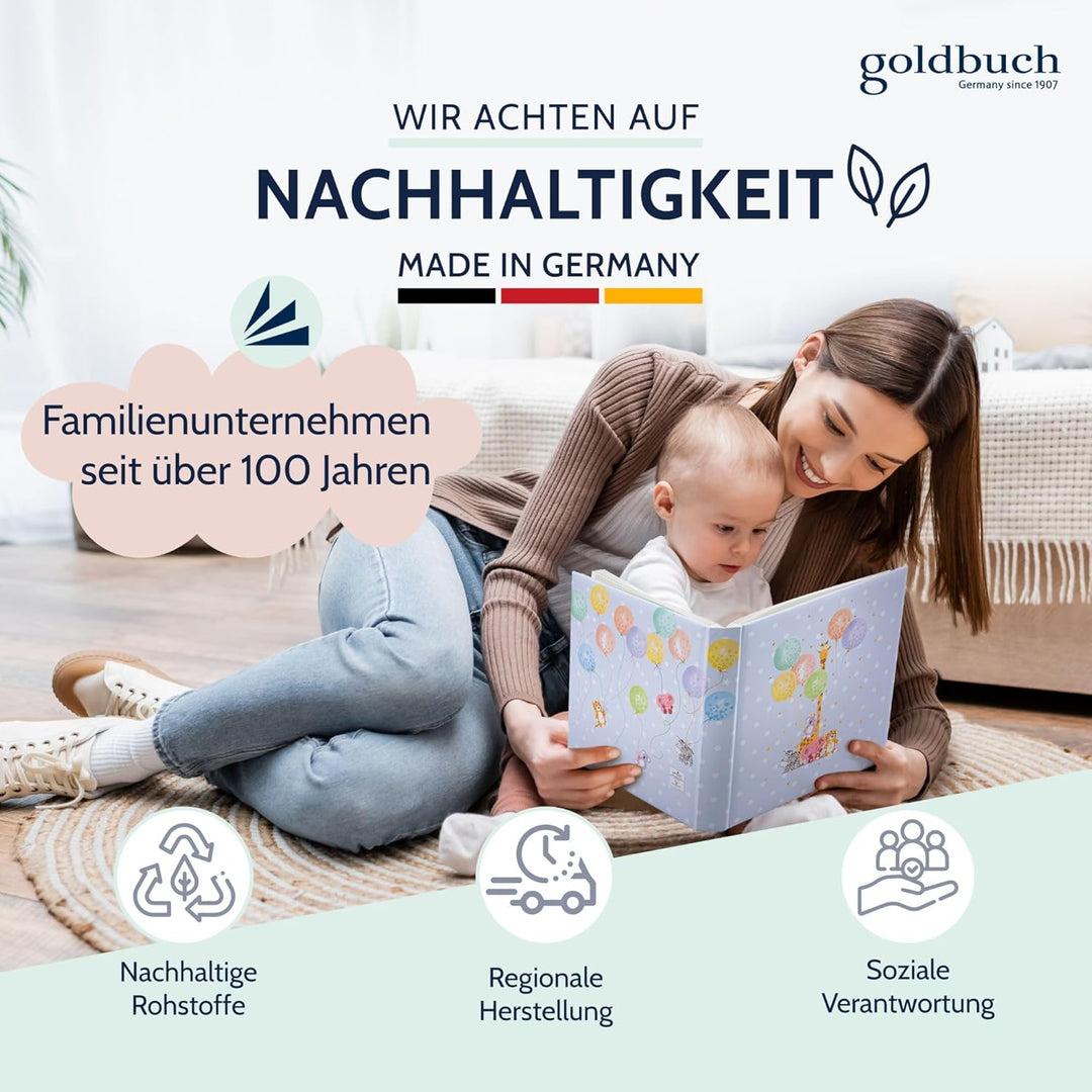 goldbuch 15 403 Babyalbum Balloon Party, Babybuch 30 x 31 x 4 cm, Fotoalbum mit 58 weissen Blankosei