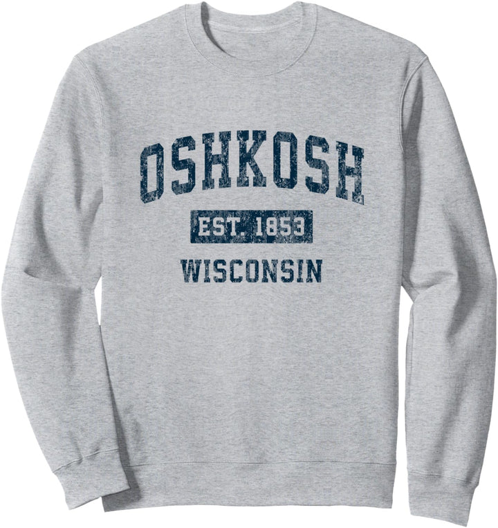 Oshkosh Wisconsin WI Vintage Sport Design Navy Print Sweatshirt