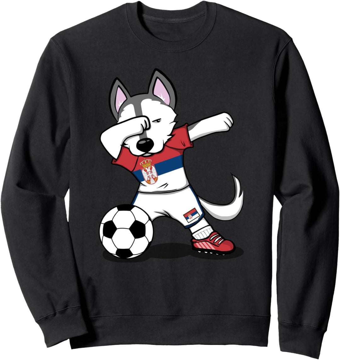 Tupfen Husky Dog Serbien Fussball - Serbische Flagge Sweatshirt