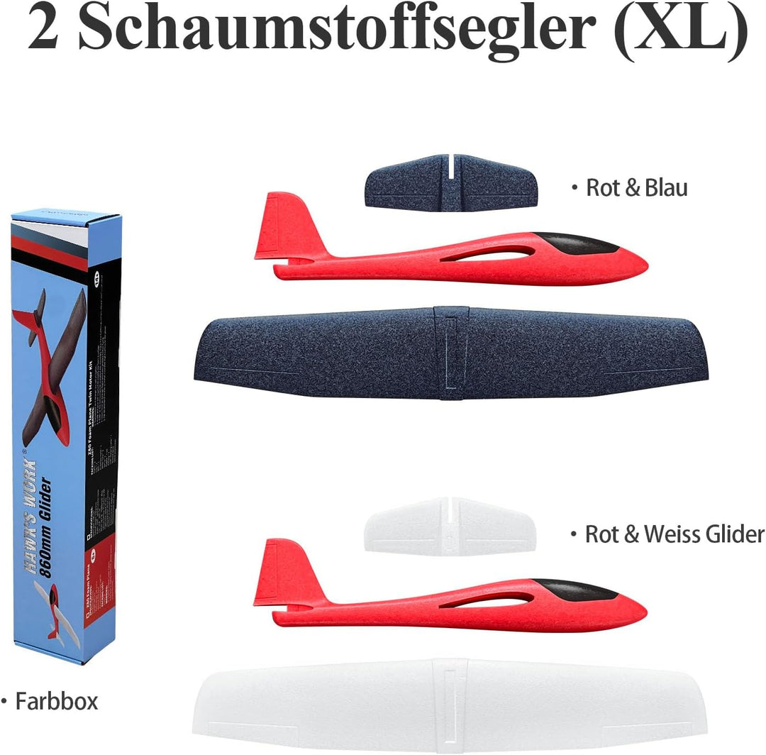 Hawk’S Work Schaumstoff-Flugzeug Spielzeug, 860mm grosses Segelflugzeug für Kinder und RC-Bastler (2