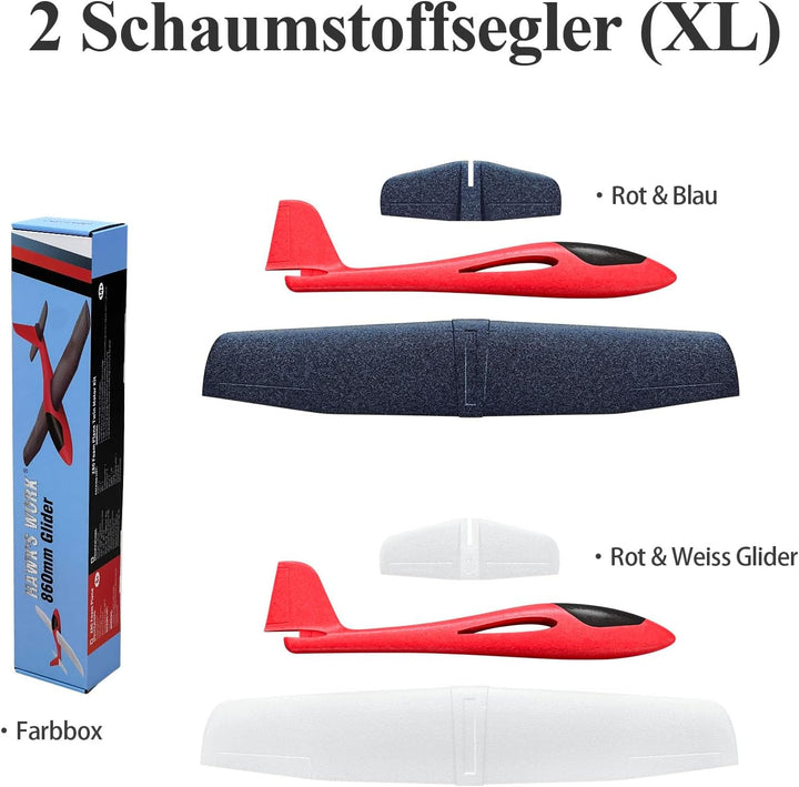 Hawk’S Work Schaumstoff-Flugzeug Spielzeug, 860mm grosses Segelflugzeug für Kinder und RC-Bastler (2