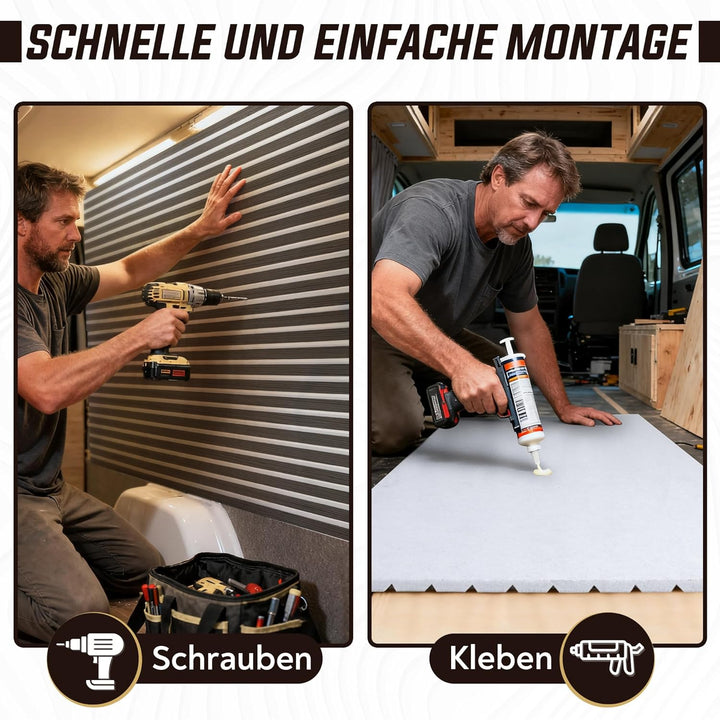 Leichte Paneele für Camper Ausbau, Wohnmobil & Van | Filz Verkleidung 4er-Set | 2,42 m² Gesamtfläche