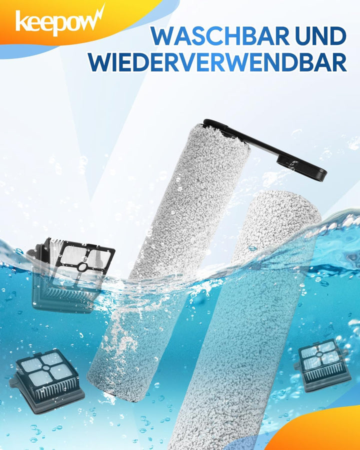 KEEPOW 7 Stück Zubehörset für Tineco Floor One S7 Pro/Floor One S6 Nass-und Trockensauger, Ersatzbür