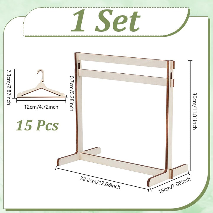 UNICRAFTALE 30cm Hohe Kleiderständer Für Puppen Mit 15 Kleiderbügeln Aus Holz Kleiderständer Für Kle