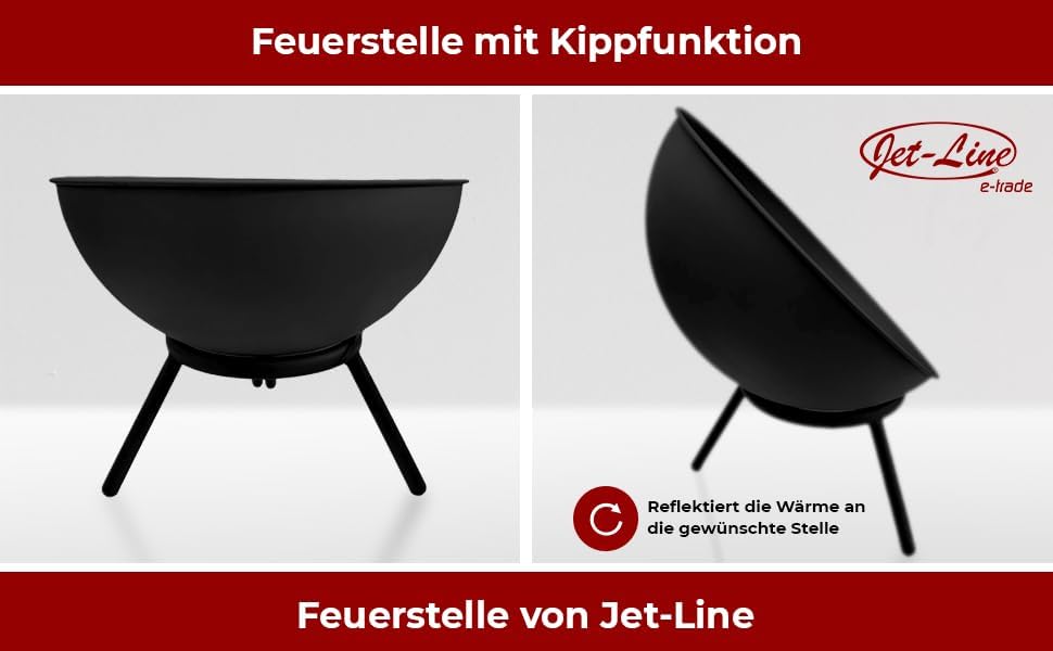 Jet-Line® | Feuerschale NAVARO | Outdoor | Feuerstelle Garten | Terrasse | 60 cm geneigt oder Horizo