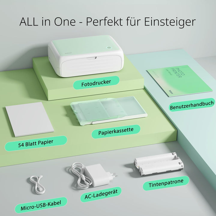 YOTON Fotodrucker für Smartphone, Mobiler Drucker mit 54 Stück Fotopapier (4"x6"), Unterstützt Auswe