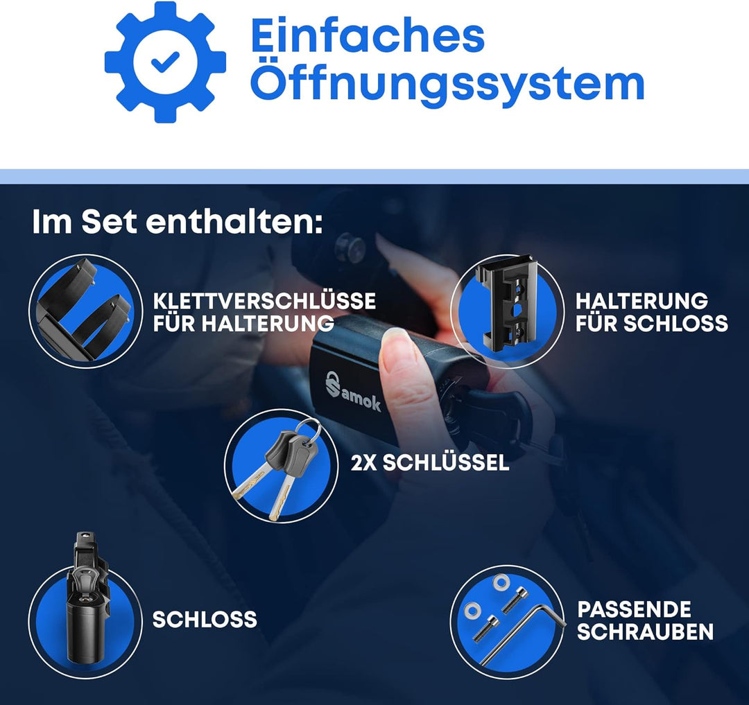 Samok Fahrradschloss Faltschloss 120cm - Faltschloss Fahrrad inkl. Halterung &amp; Zubehör - Extrem sich
