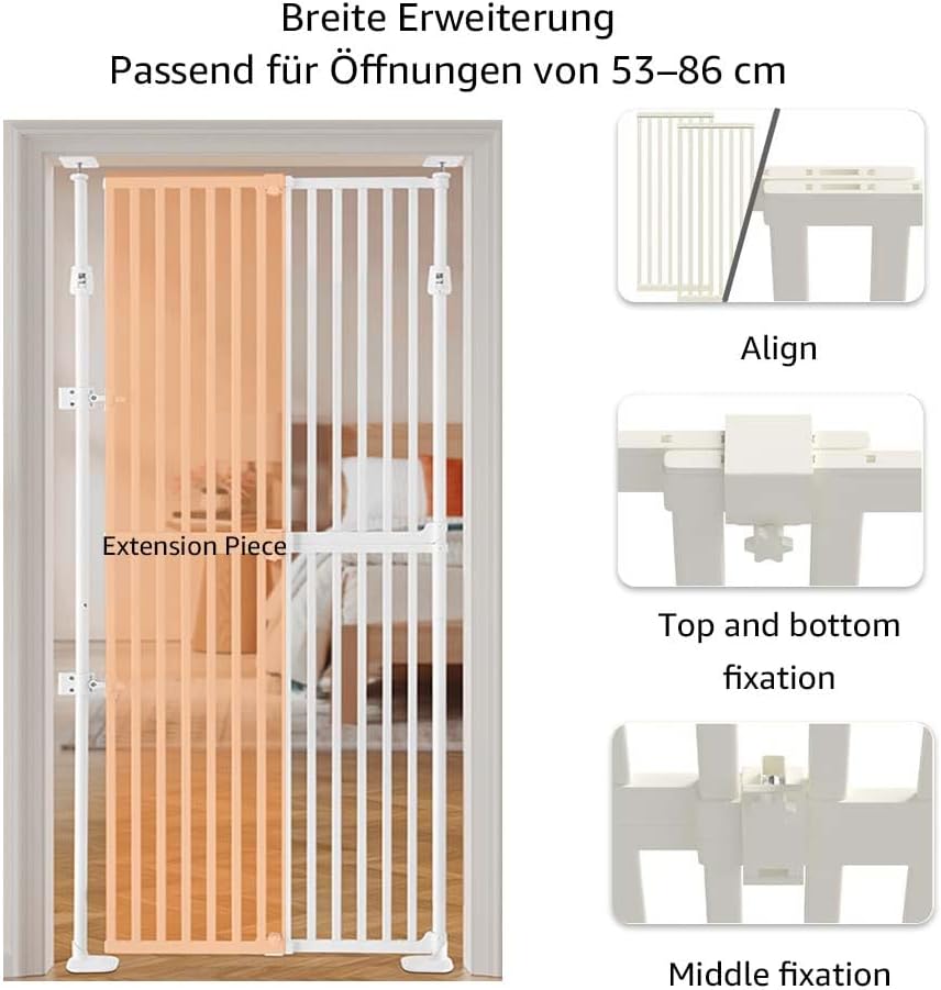 unipaws Katzenschutzgitter 190 cm extra hoch, automatisch schliessend, ohne Bohren, Türschutzgitter