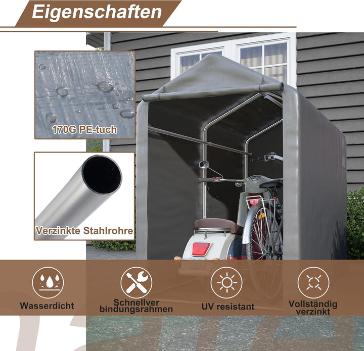 Ball &amp; Cast Fahrradgarage mit PE-Plane und Stahlgestell, wetterfest | Robuste Motorradgarage mit Wet