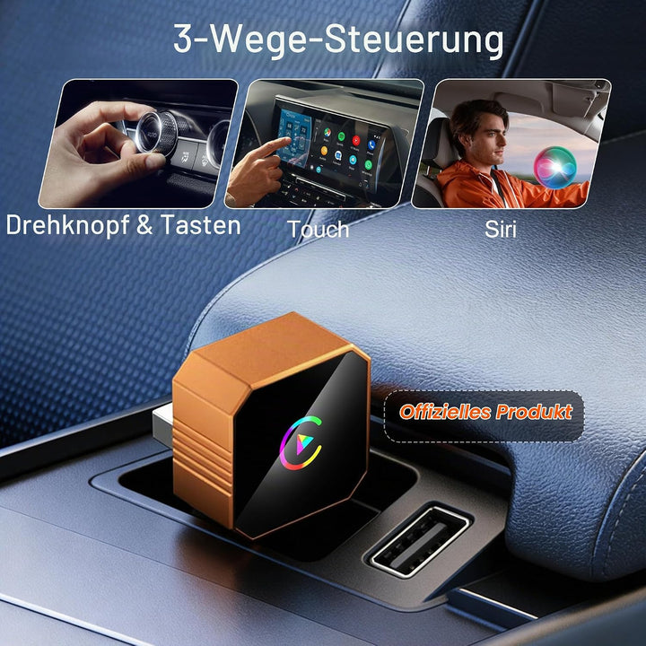 Carplay Wireless Adapter, Bluetooth 5.3 Drahtloser Car Play Kompatibel mit iPhone iOS 10+ und Androi