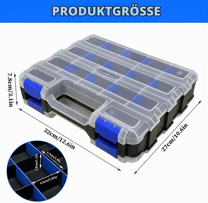 Doppelseitige Schrauben Sortierbox Werkzeug Organizer 34 Fächer Kleinteile Organizer mit Abnehmbarer