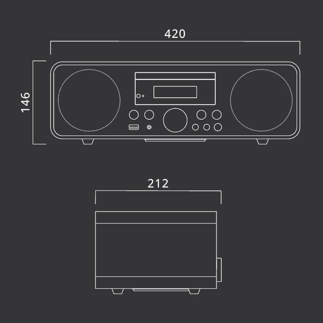 Muse M-880 BTC Design Bluetooth Stereoanlage mit CD-Player und USB (UKW, PLL, NFC, AUX), 80 Watt, sc