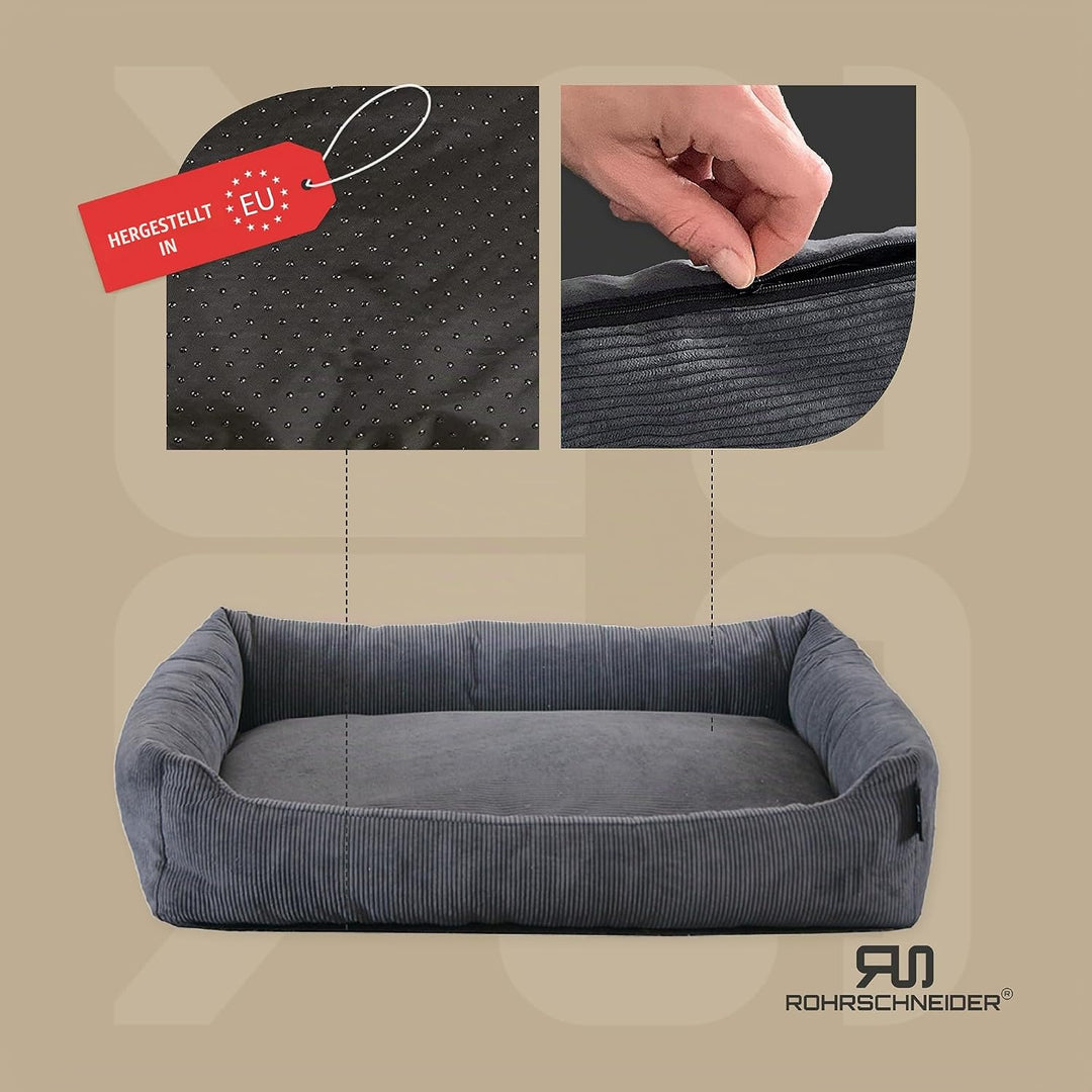 Rohrschneider Katzenbett Cordstoff mit Spielkugelset (Anthrazit, feiner Cordstoff) Anthrazit feiner