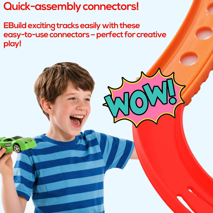 8 Stück Gebogene Schienenstücke Kompatibel mit Hot Wheels Spielzeugautos, ABS Rennstreckenverbinder