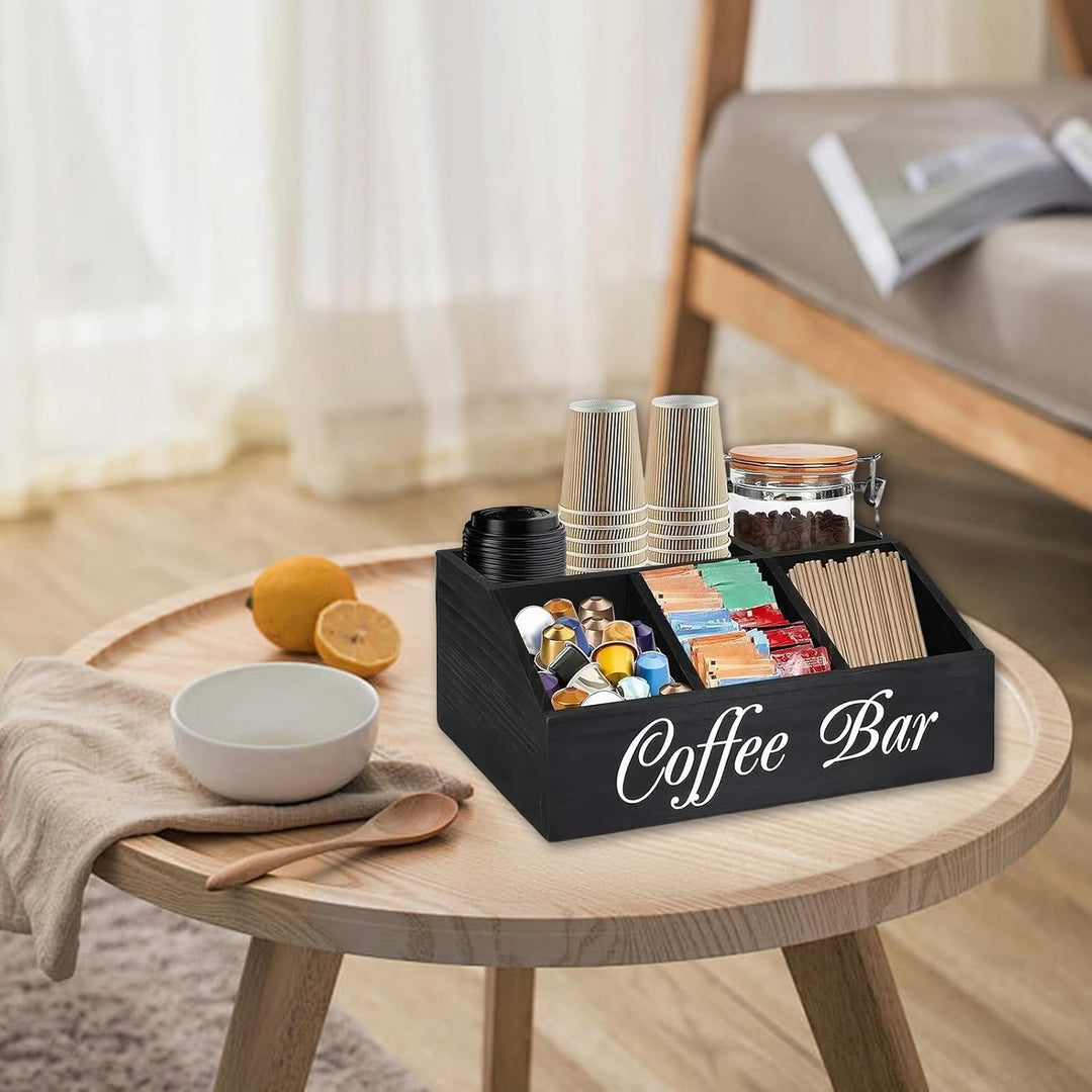 Kaffee Organizer aus Holz Tee Aufbewahrung Kaffeezubehör Kaffeestation Coffee Bar Büro Station Zubeh