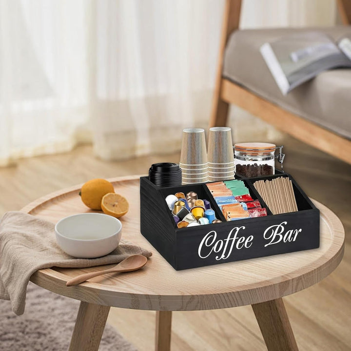 Kaffee Organizer aus Holz Tee Aufbewahrung Kaffeezubehör Kaffeestation Coffee Bar Büro Station Zubeh