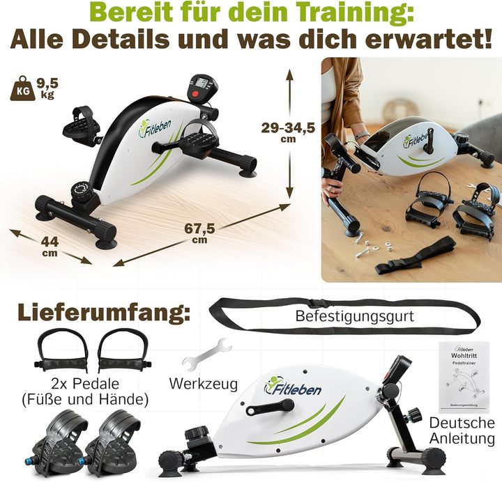 Wohltritt Pedaltrainer für Senioren testsieger, höhenverstellbarer Heimtrainer für Senioren, gelenks