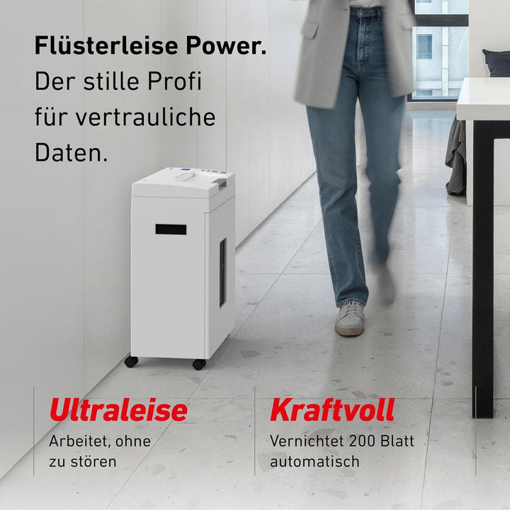 Autofeed Aktenvernichter IDEAL Shredcat 8292, 200 Blatt Papierstapel mit automatischem Einzug schred