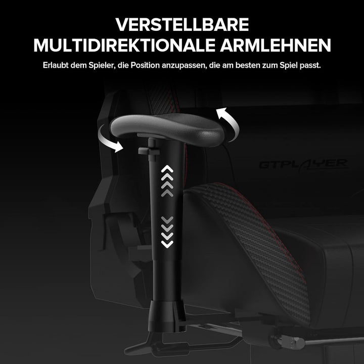 GTPLAYER Gaming Stuhl Gamer Stuhl mit Fussstütze Bluetooth Lautsprecher Ergonomischer Bürostuhl Comp