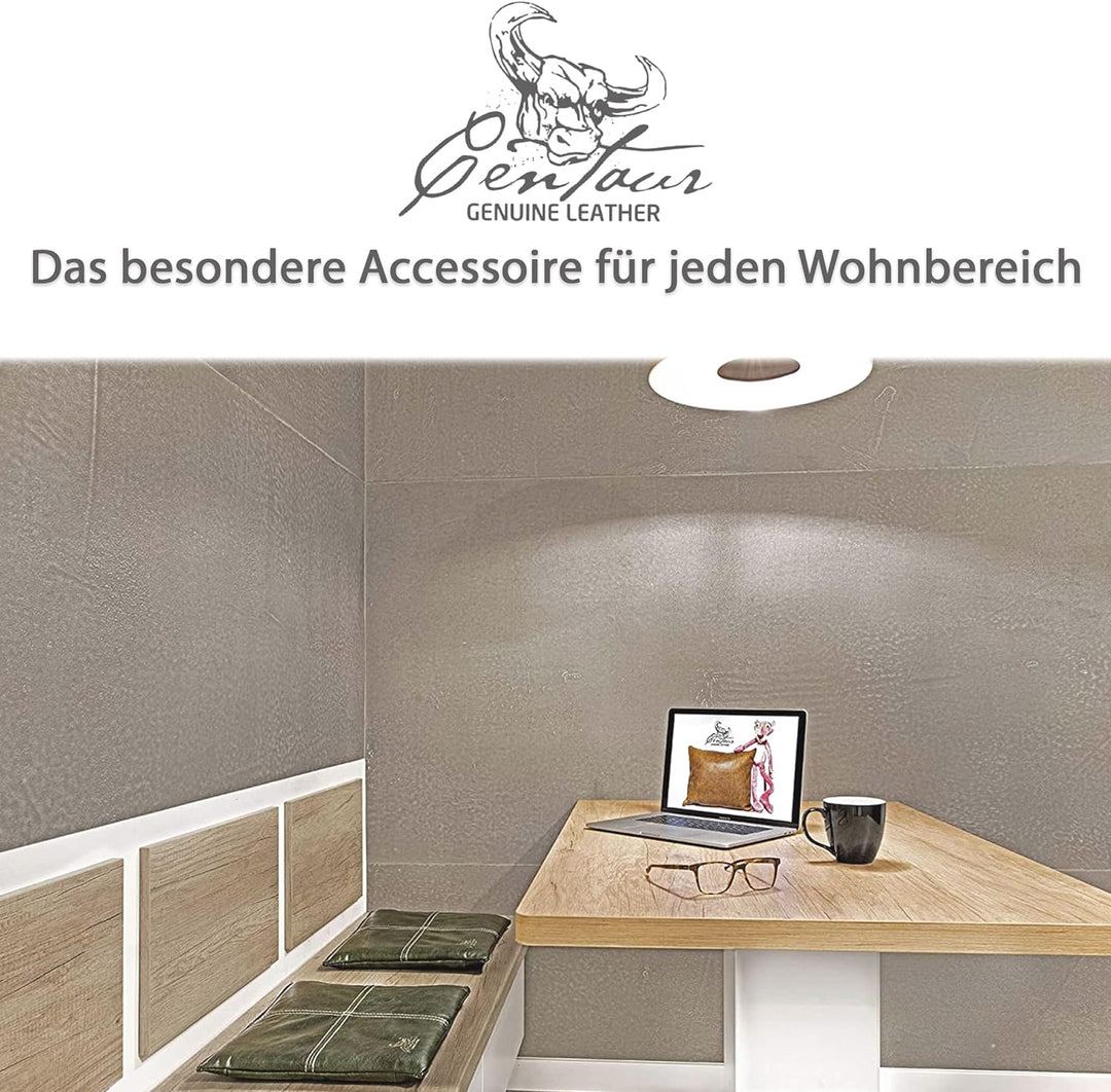 Centaur - Hochwertiges Leder Sitzkissen - Smaragdgrün 35x35 cm - Ideal für Stuhl oder Sitzbank - Abw