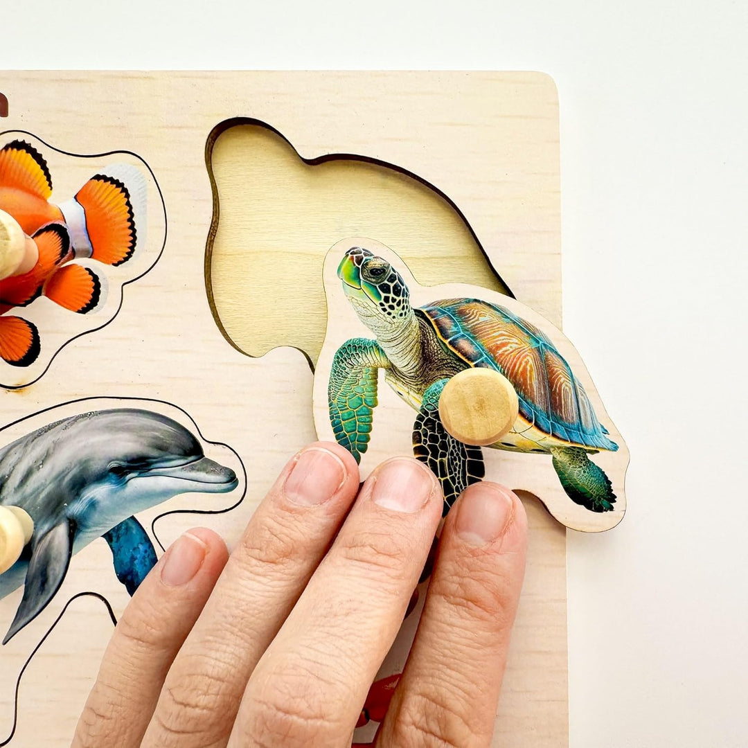 QUOKKA Steckpuzzle Holz ab 1 2 Jahre - 4 Set Spielzeug Puzzle ab 2 3 Jahre - Tiere Lernspiele für Ki