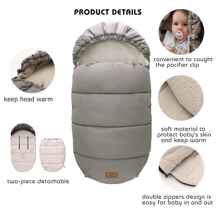 Fusssack Babyschale für Kinderwagen Buggy Universal Winter Baby, 90x48 cm (1er Pack)