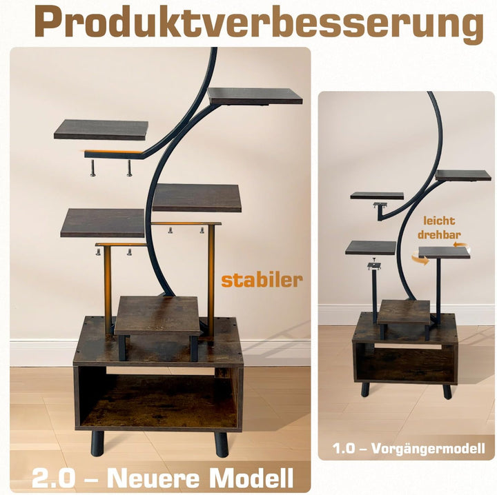 ShineMuse Pflanzenständer mit Wachstumslicht 160cm,Holz und Metall Blumenständer mit LED Wachstumsli