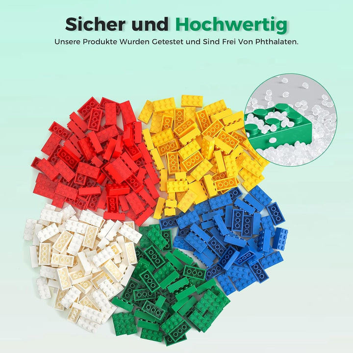 HUIZDQ 500 Stücke 2X4 Classic Bausteine Set, Klassische stapelbare Grundplatten, Geeignet für Jungen