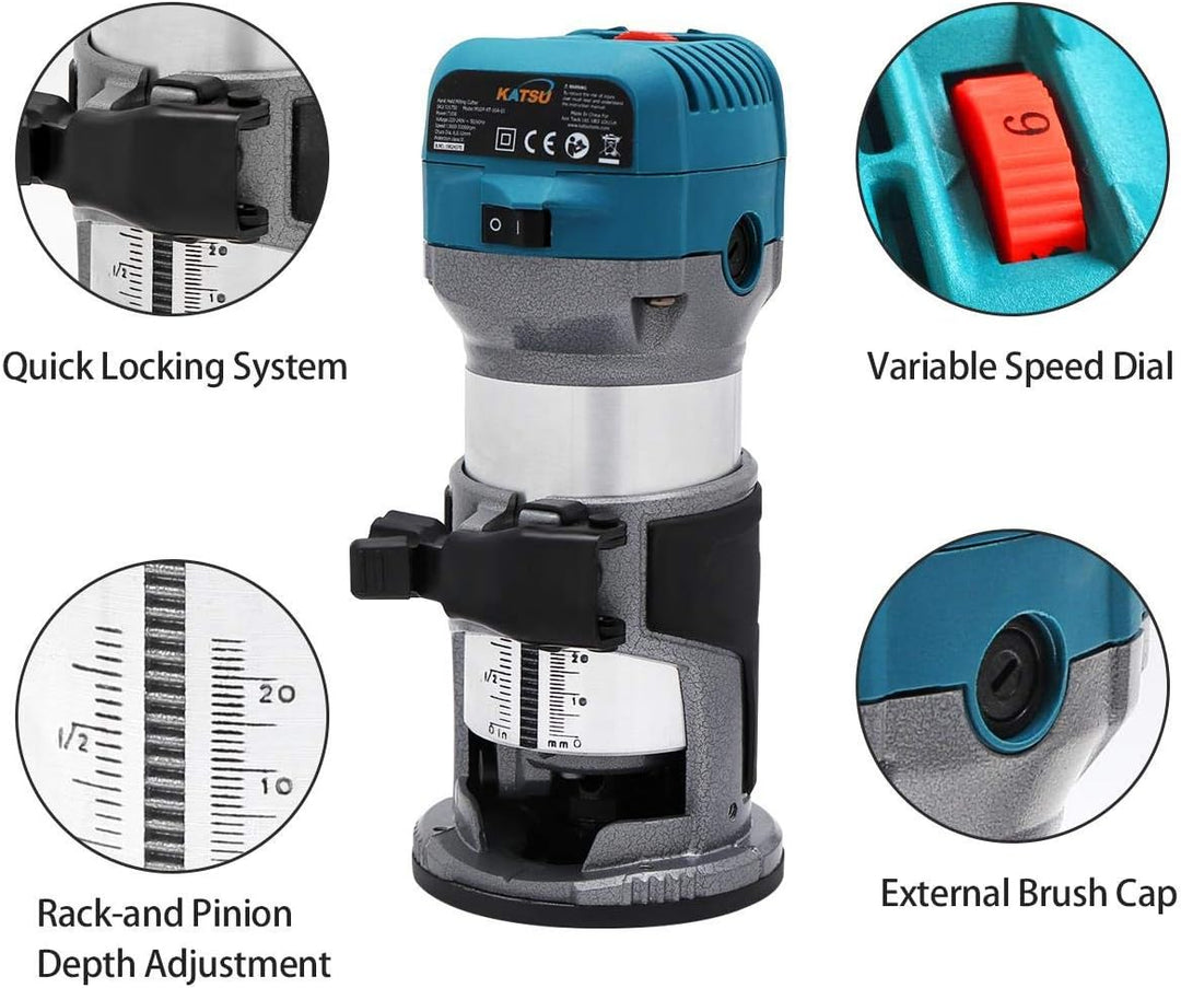 KATSU Einhandfräse Electric Hand Holz Oberfräse Kantenfräse Holzschneider Router Joiners Werkzeug 22