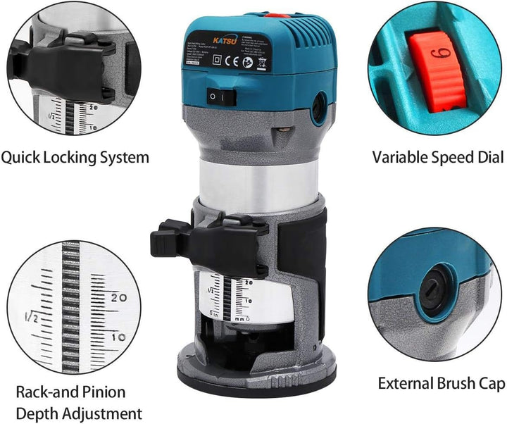 KATSU Einhandfräse Electric Hand Holz Oberfräse Kantenfräse Holzschneider Router Joiners Werkzeug 22