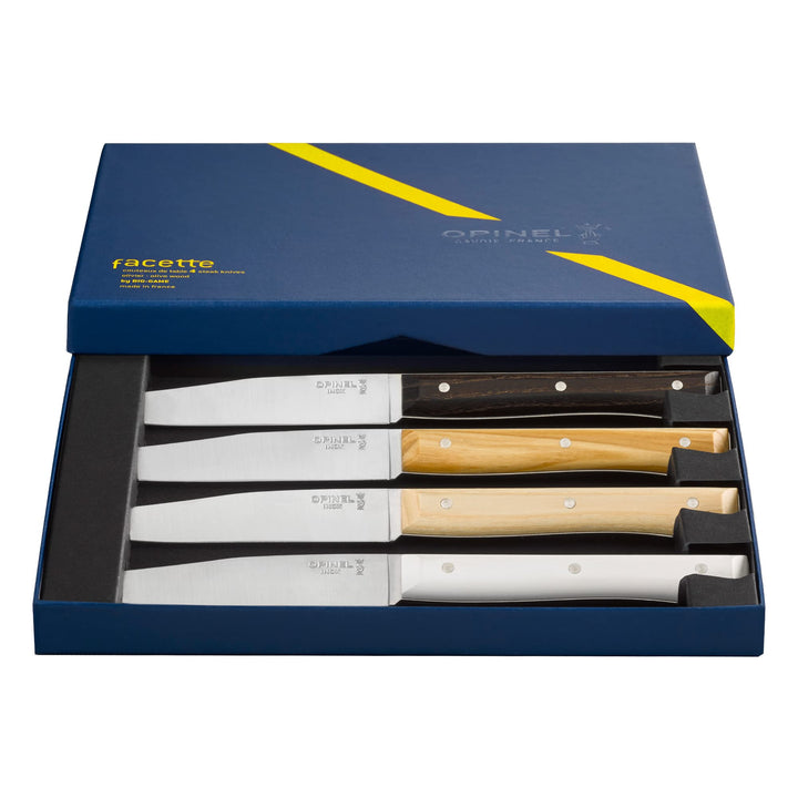 Opinel Facette Mix Ash, Olive, Dark Ash, VittEr Tafelmesser-Set, 4-teilig aus rostfreiem MA5 Stahl,