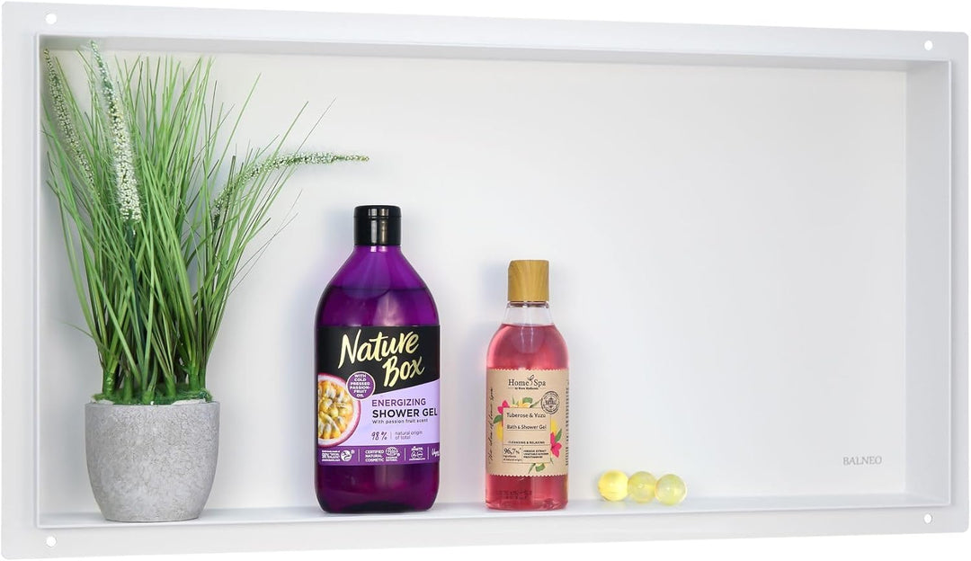 Balneo Wall-Box NO Rim White wandnische dusche Edelstahl 60x30x7 cm Duschnische wasserdicht, Flexibl