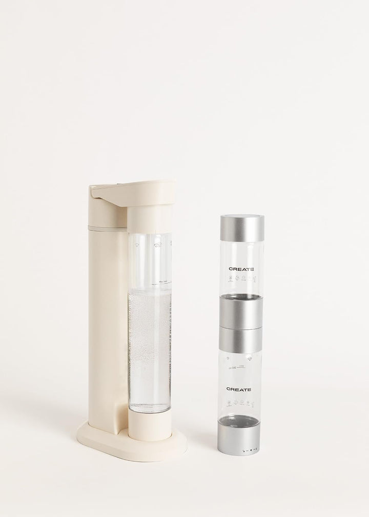 CREATE/SODA MAKER STUDIO/Wassersprudler 1L Cremeweiss + Doppelflasche 500ml + 350ml / Keine CO2-Flas