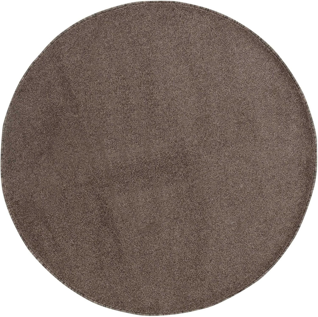Carpetsale24 Dichter Kurzflor Teppich Wohnzimmer Mokka 120 cm Rund Modern Einfarbig Design - Flausch