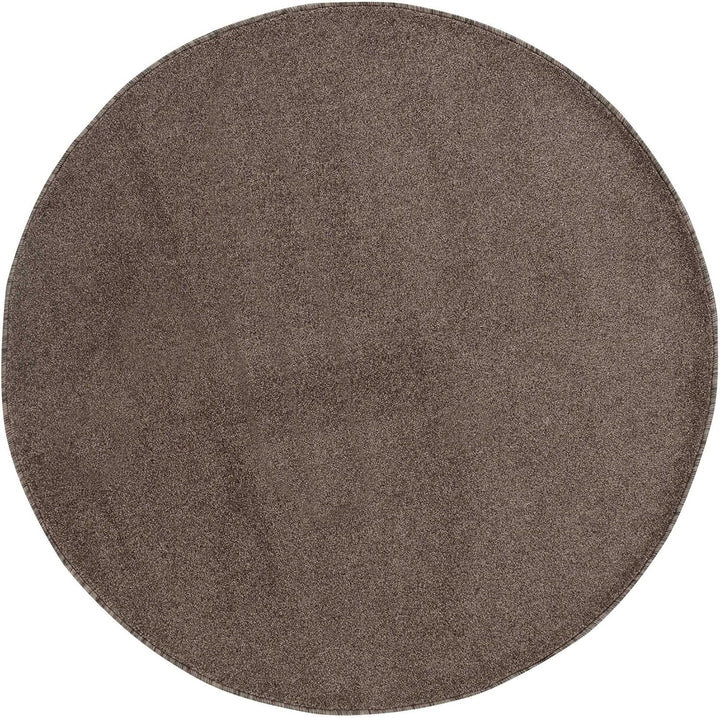 Carpetsale24 Dichter Kurzflor Teppich Wohnzimmer Mokka 120 cm Rund Modern Einfarbig Design - Flausch