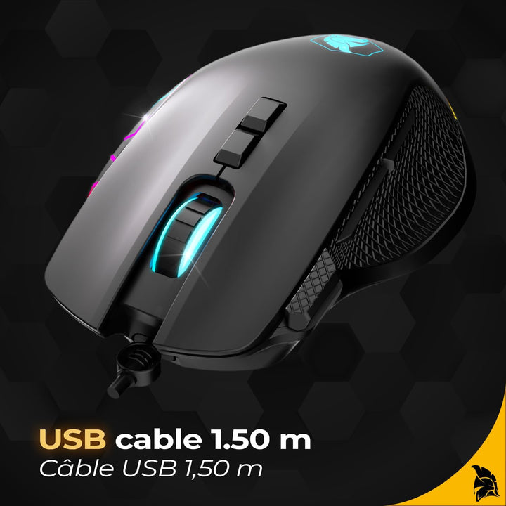 EMPIRE GAMING - W905 Gaming-Maus kabelgebunden – 12800 DPI 1000 Hz – RGB - Ergonomisch – PS4, PS5, X